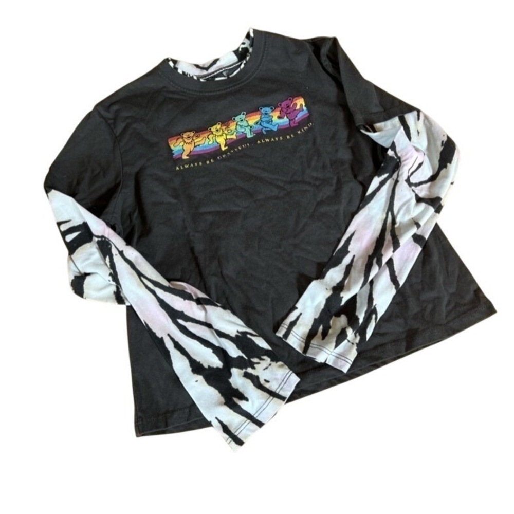 Grateful Dead long sleeve tie die bear print top